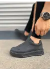 Tb007 Alba Bağcıksız Cilt Erkek Günlük Sneaker Ayakkabı Cst Siyah