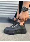 Tb010 Cloud Bağcıklı Cilt Erkek Günlük Sneaker Ayakkabı Cst - Siyah