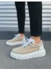 Tb010 Cloud Bağcıklı Süet Erkek Günlük Sneaker Ayakkabı Sbt - Krem/beyaz