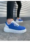 Tb010 Cloud Bağcıklı Süet Erkek Günlük Sneaker Ayakkabı Sbt - Mavi/beyaz