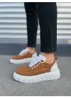 Tb010 Cloud Bağcıklı Süet Erkek Günlük Sneaker Ayakkabı Sbt - Taba/beyaz
