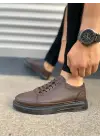 Tb0535 Prime Bağcıklı Cilt Erkek Günlük Sneaker Ayakkabı Cst - Kahverengi