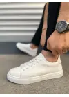 Tb122 Mode Bağcıklı Cilt Erkek Günlük Sneaker Ayakkabı Cbt - Beyaz