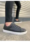 Tb122 Mode Bağcıklı Cilt Erkek Günlük Sneaker Ayakkabı Cbt - Siyah