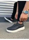 Tb161 Hippo Bağcıksız Cilt Erkek Günlük Sneaker Ayakkabı Cbt - Siyah