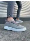 Tb204 Flex Bağcıklı Keten Kumaş Erkek Günlük Sneaker Ayakkabı Kbt - Gri