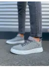 Tb204 Flex Bağcıklı Keten Kumaş Erkek Günlük Sneaker Ayakkabı Kbt - Gri