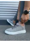 Tb204 Flex Bağcıklı Keten Kumaş Erkek Günlük Sneaker Ayakkabı Kbt - Gri