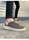 Tb204 Flex Bağcıklı Keten Kumaş Erkek Günlük Sneaker Ayakkabı Kkt - Kahverengi/krem