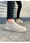 Tb204 Flex Bağcıklı Keten Kumaş Erkek Günlük Sneaker Ayakkabı Kkt - Krem