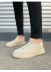 Tb204 Flex Bağcıklı Keten Kumaş Erkek Günlük Sneaker Ayakkabı Kkt - Krem