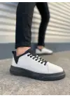 Tb204 Flex Bağcıklı Keten Kumaş Erkek Günlük Sneaker Ayakkabı Kst - Beyaz/siyah
