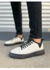 Tb204 Flex Bağcıklı Keten Kumaş Erkek Günlük Sneaker Ayakkabı Kst - Beyaz/siyah