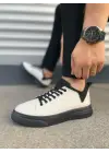 Tb204 Flex Bağcıklı Keten Kumaş Erkek Günlük Sneaker Ayakkabı Kst - Beyaz/siyah