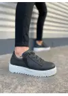 Tb502 Bold Bağcıklı Cilt Erkek Günlük Sneaker Ayakkabı Cbt - Siyah