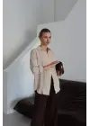Tek Cepli Müslin Gömlek Bej Pt