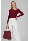 Tek Omuz İpli Bluz Bordo T4328