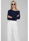Tek Omuz İpli Bluz Lacivert T4328