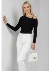 Tek Omuz İpli Bluz Siyah T4328