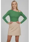 Tek Omuz İpli Bluz Yeşil T4328