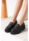 Terry Cilt Siyah Kadın Loafer