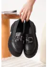Terry Cilt Siyah Kadın Loafer