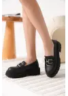 Terry Cilt Siyah Kadın Loafer