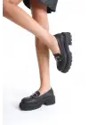 Terry Cilt Siyah Kadın Loafer