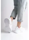 Tokyo Bağcıklı Ortopedik Taban Triko Detaylı Kadın Spor Ayakkabı  Bt - Beyaz