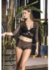 Transparan Bolero Sütyen Ve Boxer Takım Siyah
