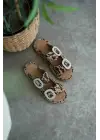 Tyna Süet Leopar Taşlı Kadın Terlik