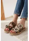 Tyna Süet Leopar Taşlı Kadın Terlik