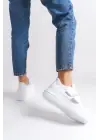 Valencıa Bağcıksız Cırt Cırtlı Ortopedik Taban Kadın Sneaker Spor Ayakkabı Bt - Beyaz