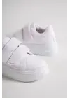 Valencıa Bağcıksız Cırt Cırtlı Ortopedik Taban Kadın Sneaker Spor Ayakkabı Bt - Beyaz