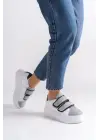 Valencıa Bağcıksız Cırt Cırtlı Ortopedik Taban Kadın Sneaker Spor Ayakkabı Bt - Beyaz/gri