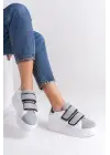 Valencıa Bağcıksız Cırt Cırtlı Ortopedik Taban Kadın Sneaker Spor Ayakkabı Bt - Beyaz/gri