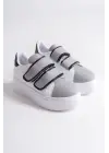 Valencıa Bağcıksız Cırt Cırtlı Ortopedik Taban Kadın Sneaker Spor Ayakkabı Bt - Beyaz/gri