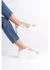 Valencıa Bağcıksız Cırt Cırtlı Ortopedik Taban Kadın Sneaker Spor Ayakkabı Bt - Beyaz/ten/mavi