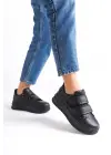 Valencıa Bağcıksız Cırt Cırtlı Ortopedik Taban Kadın Sneaker Spor Ayakkabı St - Siyah