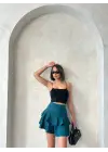 Valonlu Fırfırlı Etek Yeşil S24681