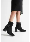 Vera Kadın Siyah Süet Topuklu Bot