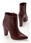 Vrt-4801  Bordo Cilt  Yüksek Kalın Topuklu Fermuarlı Kadın Bot