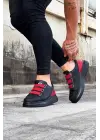 Terzi Bey Tb029 3 Bant Legend Kömür Kırmızı Kalın Taban Casual Erkek Ayakkabı