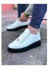 Terzi Bey Tb08 Beyaz Kömür Düz Erkek Casual Ayakkabı
