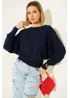 Yarasa Kol Salaş Bluz Lacivert T4273