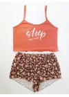 Çiçek Desenli Baskılı Şort Takım
