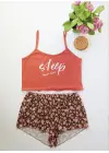 Çiçek Desenli Baskılı Şort Takım