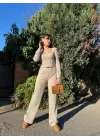 Fitilli Prenses Kol Alt Üst Takım Bej