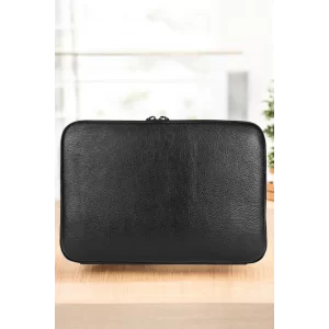 Macbook Air Pro 13 & 13.3 İnç Hakiki Deri Naturel Siyah Laptop Kılıfı