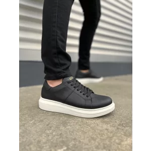 Tb151 Boost Bağcıklı Cilt Erkek Günlük Sneaker Ayakkabı Cbt - Siyah